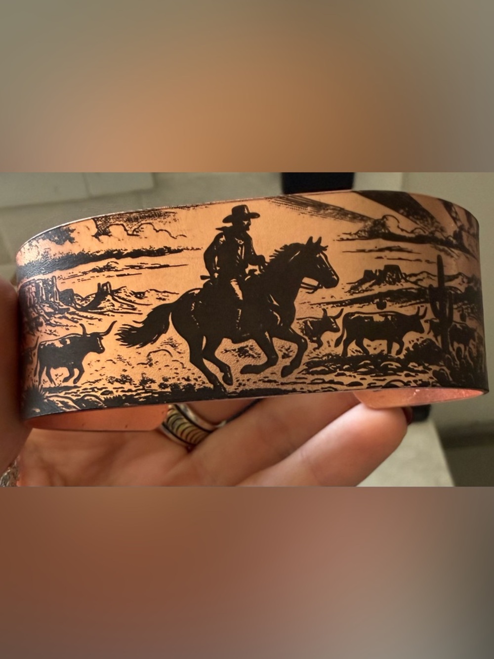 Handmade and hand etched copper cuff. Insane detailing on this. USA made
